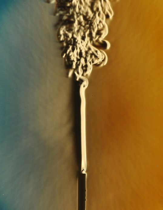 Transition from laminar to turbulent (photo via wikimedia)