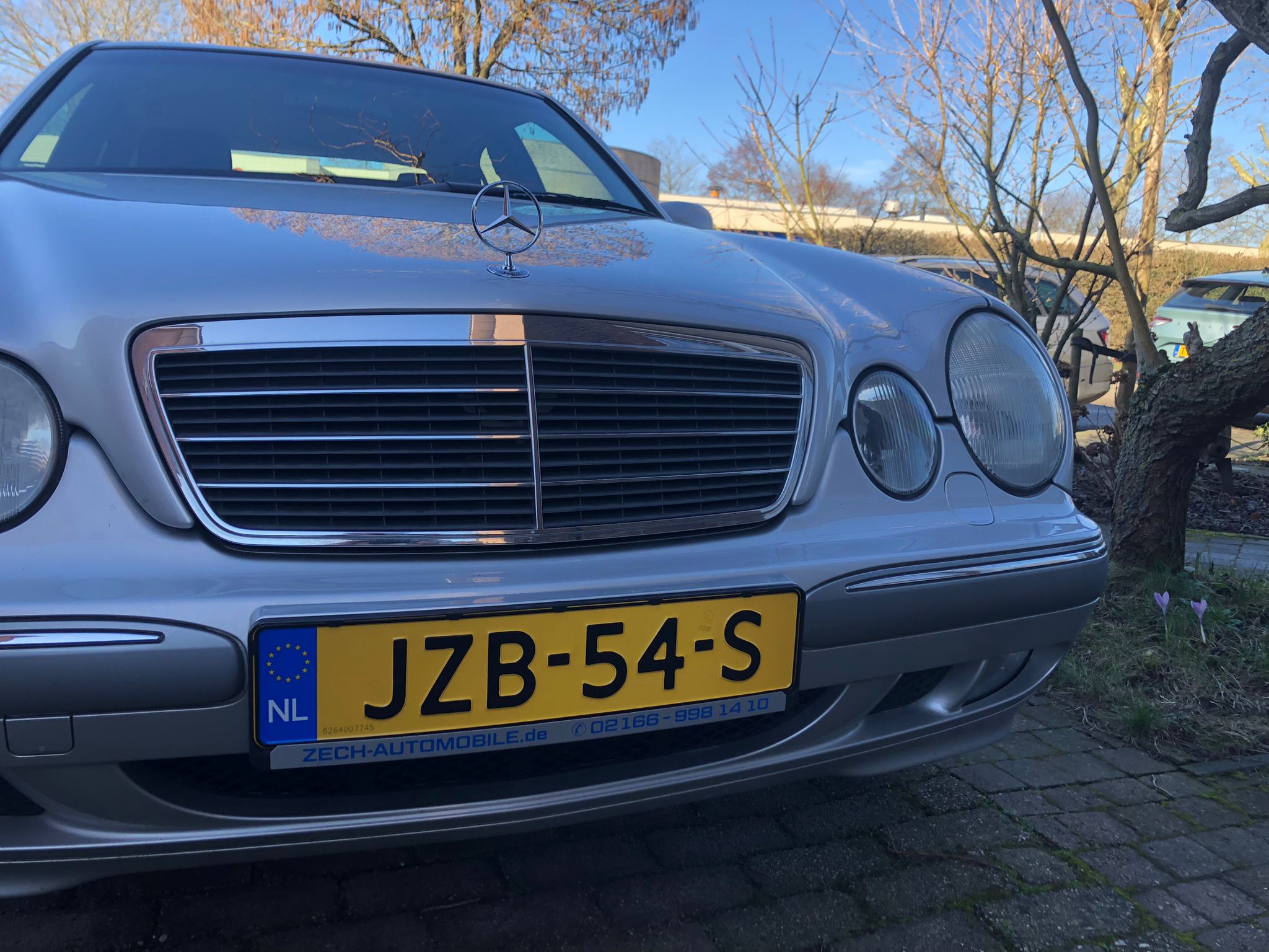 The car with plates and a hood emblem (a birthday gift) to celebrate the APK